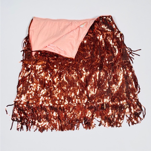 NEW! Maeve by Anthropology sequins mini skirt Copper Rose Size 4 - Picture 9 of 10